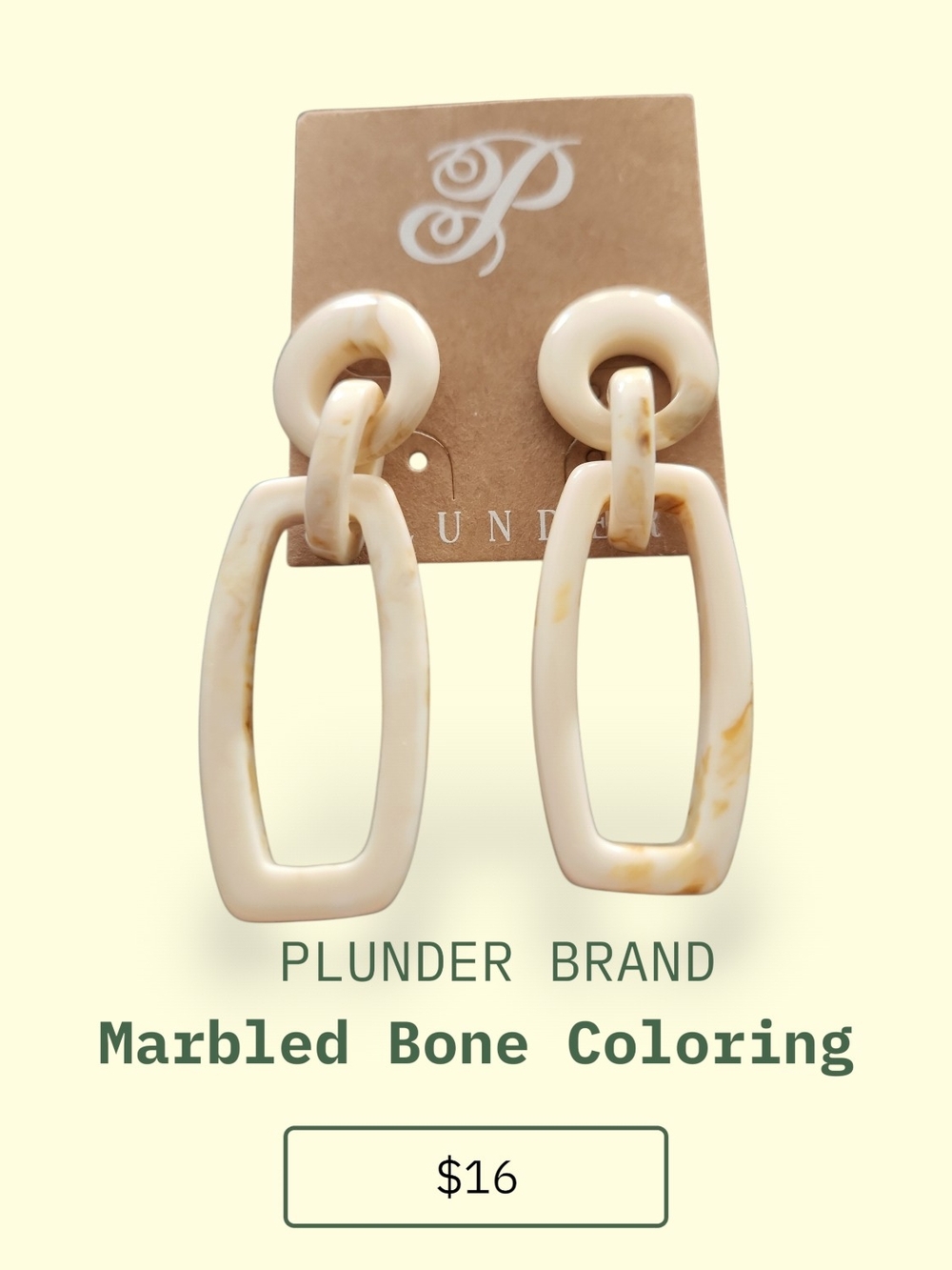 Plunder Marbled Bone Drop Earrings
